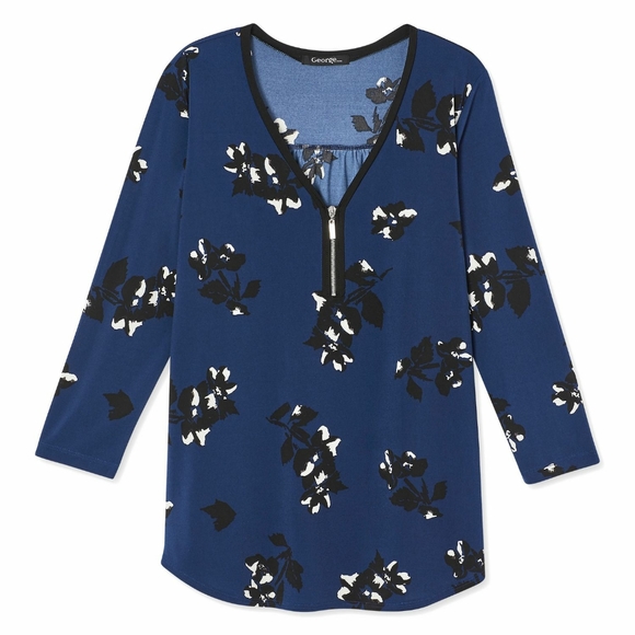 Brand new floral 3/4 Sleeve Zip Front Top - Picture 6 of 6